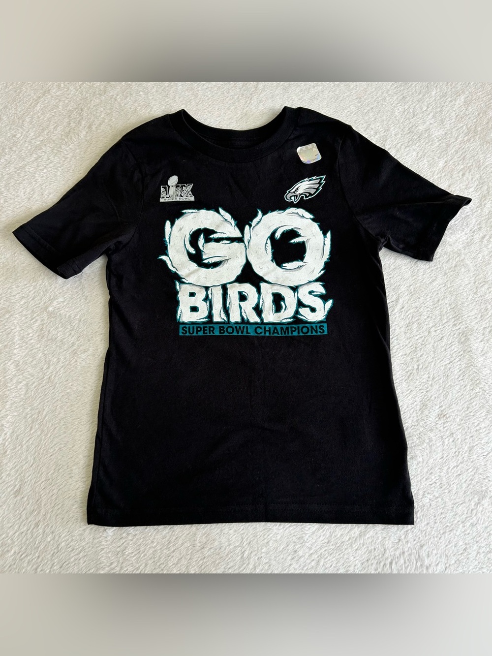 NFL Kids Boys T-Shirt Medium Black Eagles Super Bowl Champions Football Go Bird